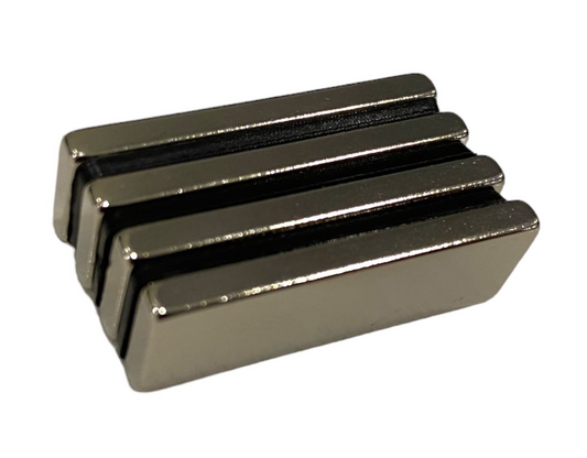 N38 Neodymium Block Magnets - 30mm x 10mm x 3mm - Pack of 4